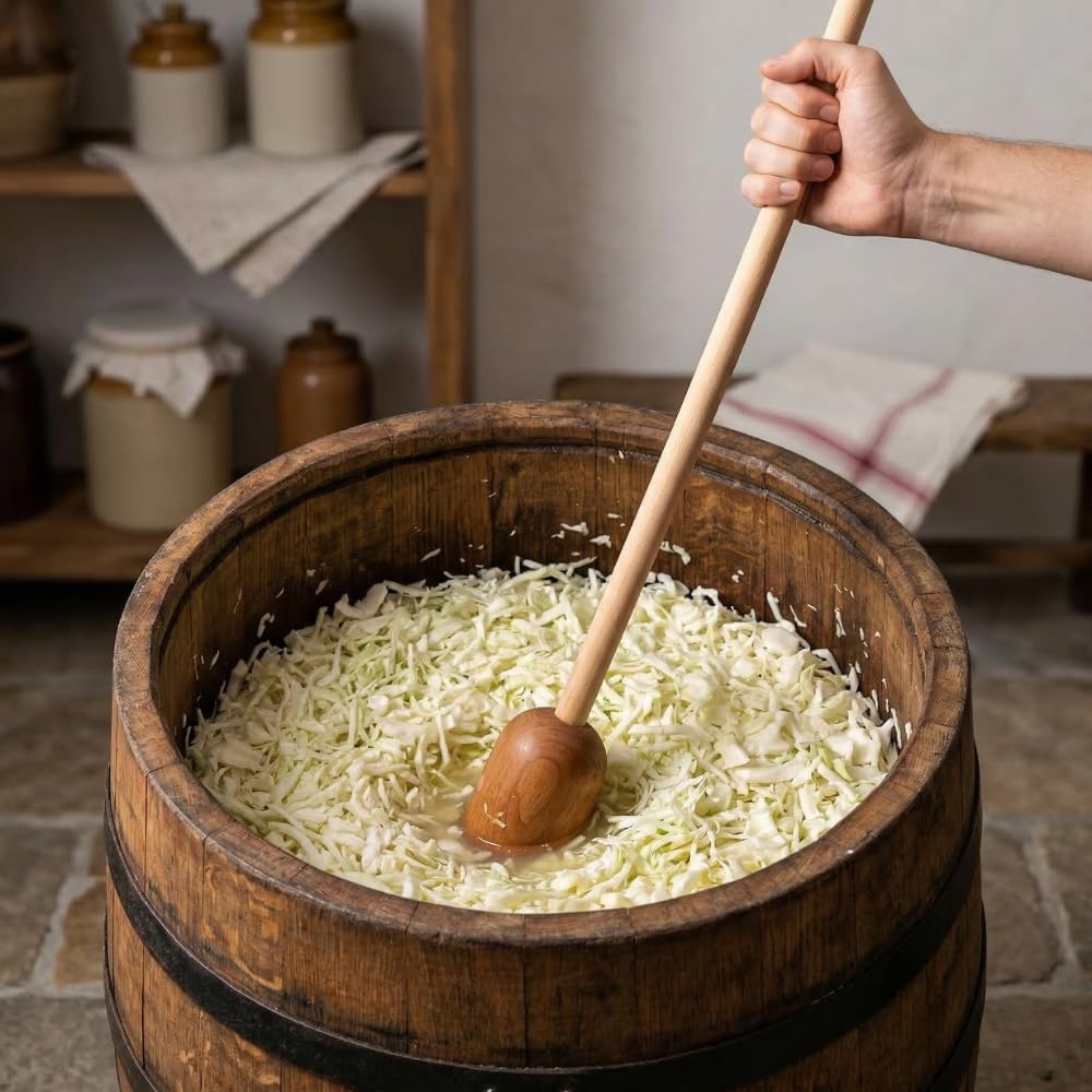 XXL Krautstampfer Holz 97 cm – Massiver Sauerkrautstampfer für große Fässer & Gärtöpfe – Robuster Kohlstampfer zum Fermentieren & Einmachen – Nachhaltiger MEGA Holzstampfer aus Naturholz
