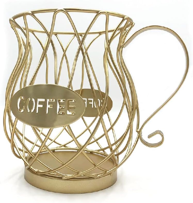 Openwork Coffee Capsule Storage Basket Creative Coffee Cup Fruit Coffee Beans Organizer Cafe Hotel Jewelry (Color : Black) (Golden )