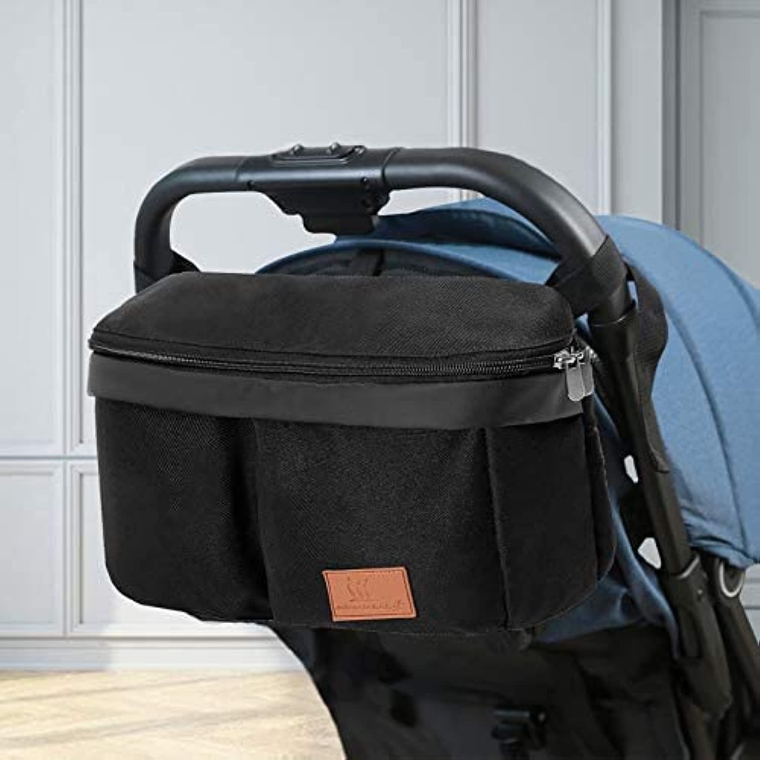 Miracle Baby Stroller Organizer Bag for Mom, Baby Trolley Bag - Compatible with Any Stroller - Multifunctional Large Capacity 32x20x19CM (Black 1)-image-20