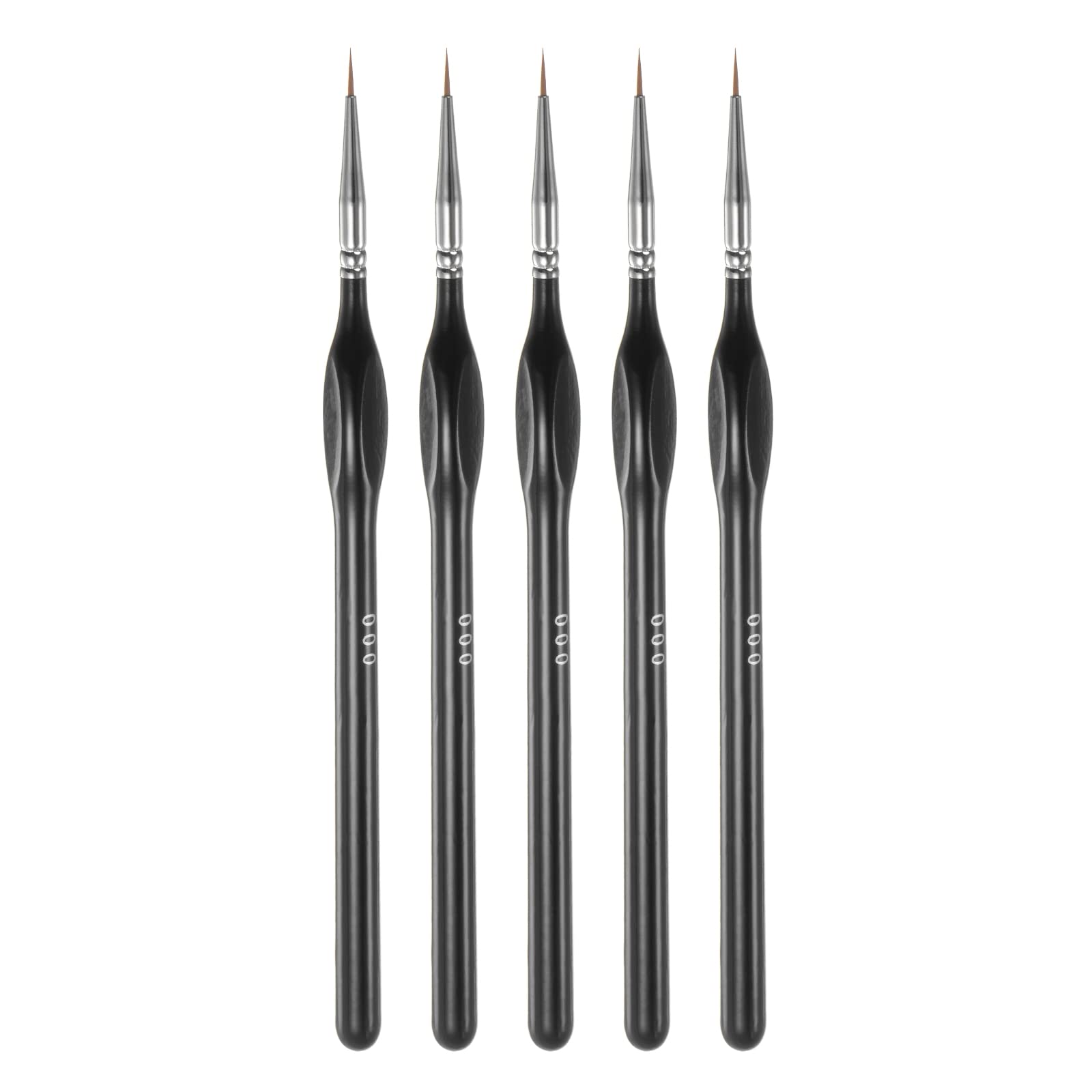 Sourcing Map Lot De 5 Pinceaux De Détail à Pointe Pointue De 7 Mm, Longueur 180 Mm, Poils En Nylon, Pinceau De Peinture Miniature Pour Aquarelle, Peinture Acrylique, Noir