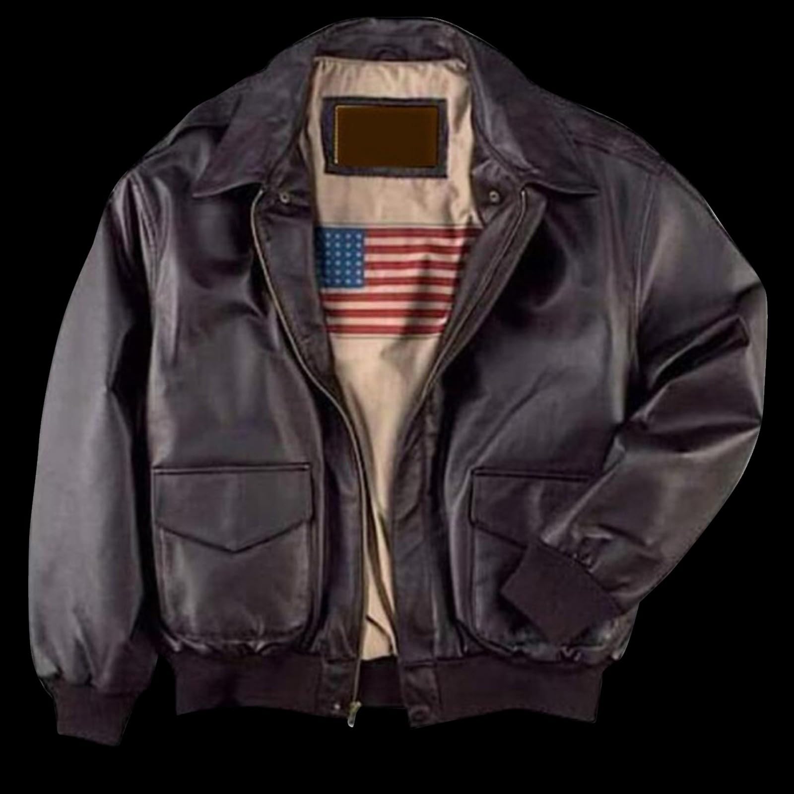 Chaqueta de cuero para hombre, manga larga, con cremallera completa, impermeable | Chaquetas ligeras casuales con cuello vuelto, con bolsillos, color sólido, manga larga, para vacaciones en la playa