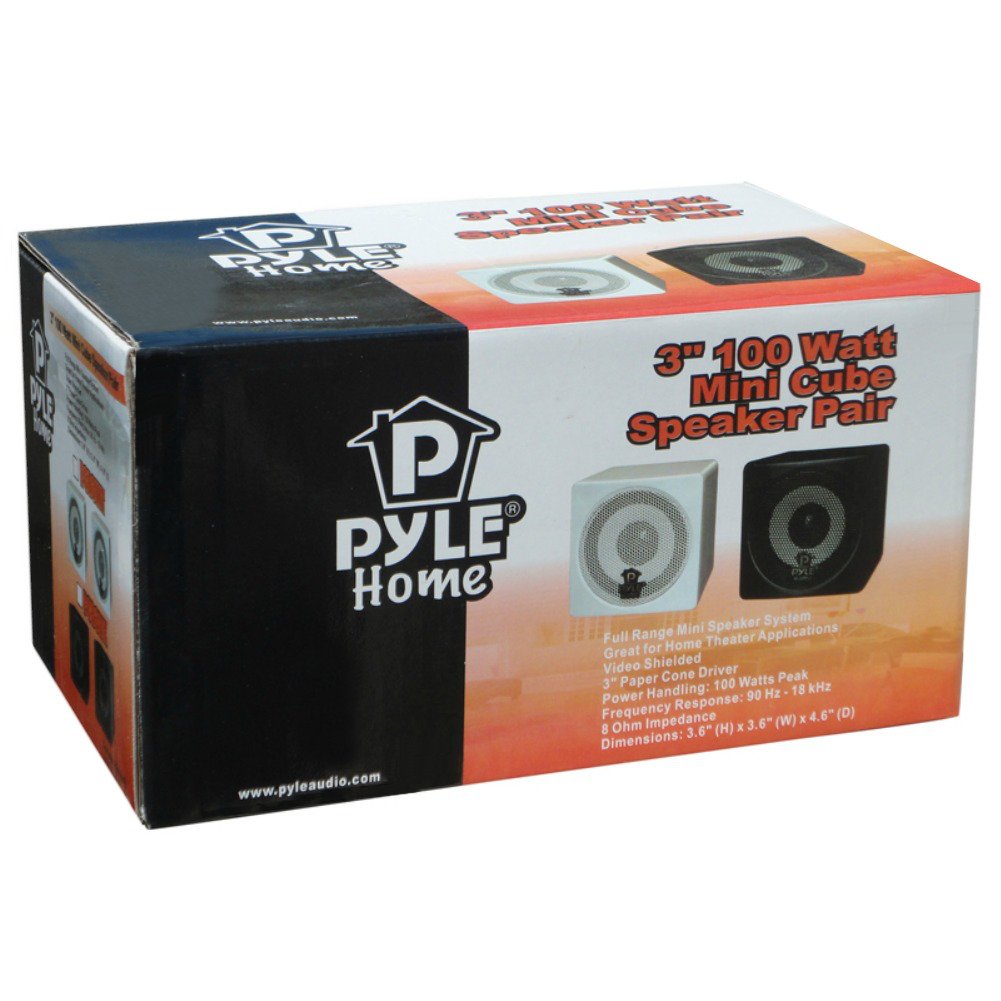 COPPIA DI CASSE CUBO PASSIVE PYLE PCB3BK NERE DA 100 WATT RMS E 200 WATT MAX A COPPIA DA 9,00 CM QUADRATE PER INTERNI PC TABLET TV MP3 DOLBY DIGITAL SURROUND O COME SATELLITI PER IMPIANTO HOME THEATHER O AUTO CASA CAMPER SCRIVANIA TAVOLO