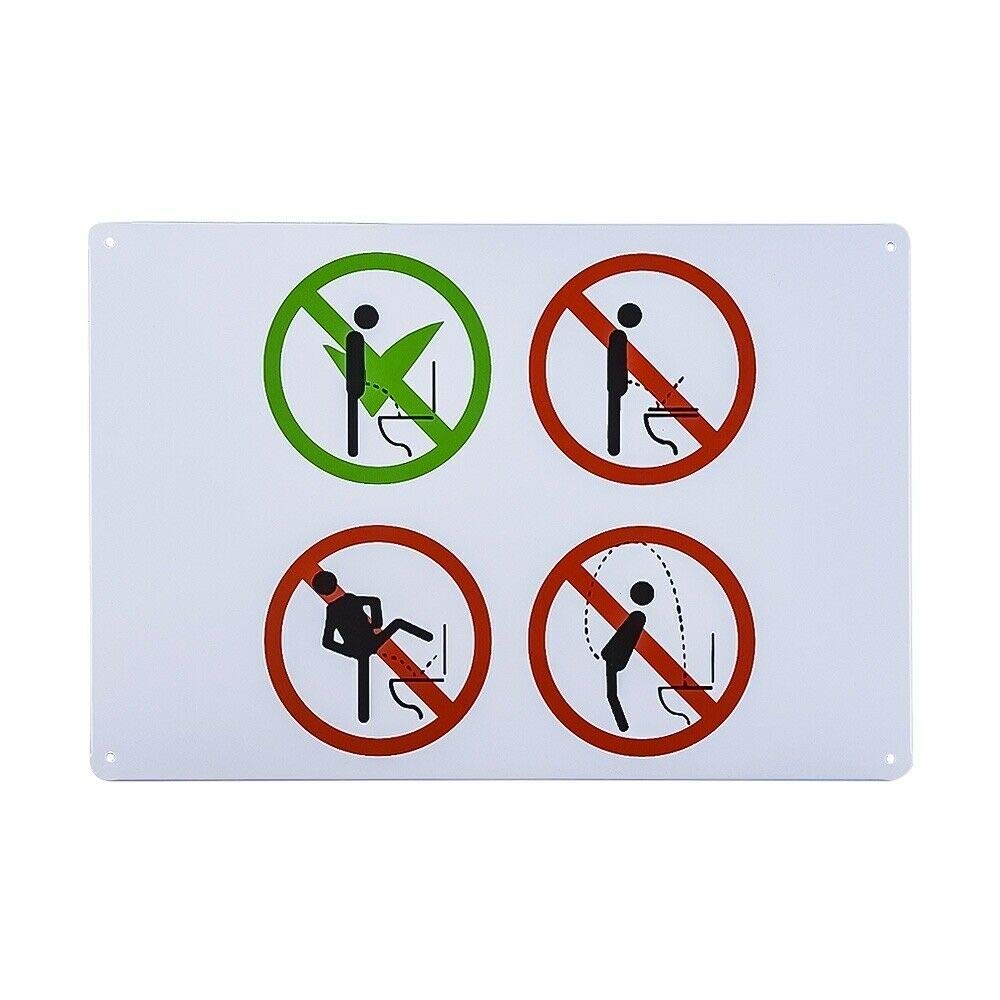 Biopracess Toilet Rules Warning Sign Retro Style Metal Sign Bar Cafe Garage Deco Safety Signs Warning Sign 8x12 Inches
