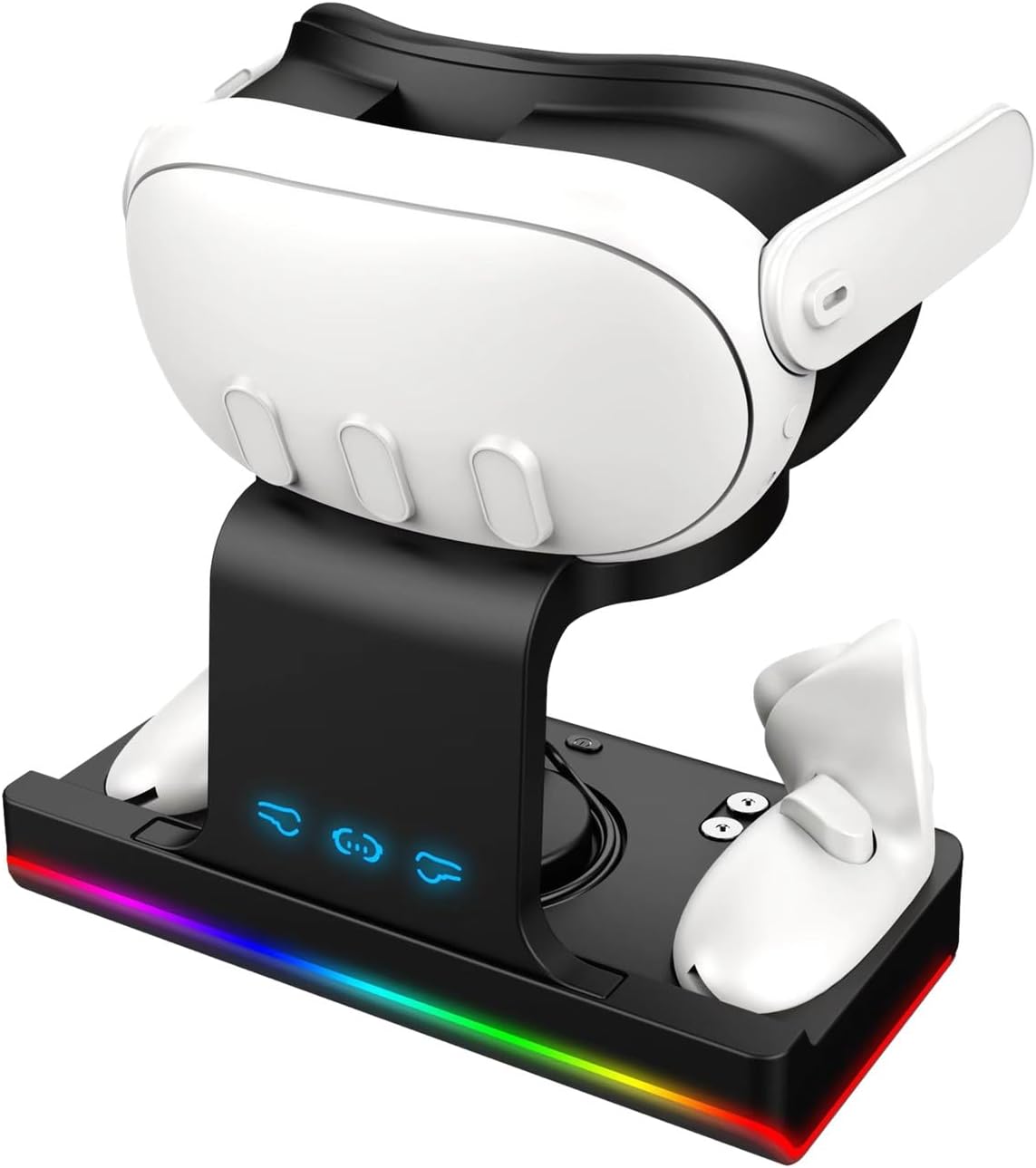 3つの充電ドックステーション充電ドックVRメガネ充電器VRハンドルコントローラーLED照明充電ベースに適しています
