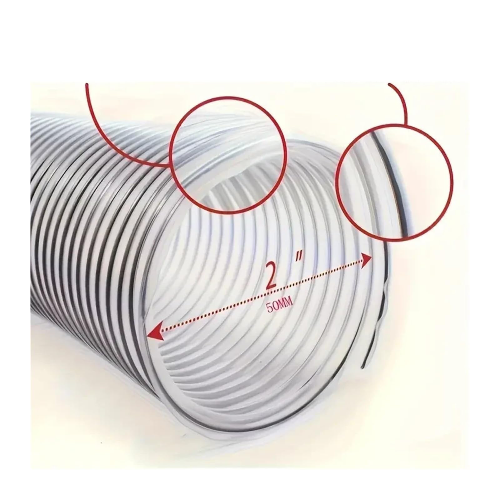 HIZON 50 mm PVC-Schlauch for Staubsauger, industrielle Staubabsaugung