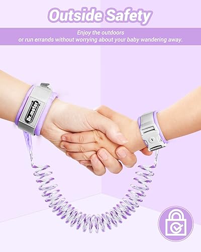 Miniatura 7 de Dr.meter Correa de muñeca antipérdida, paquete de 2 correas de seguridad para niños pequeños con cerradura de llave, arnés reflectante para caminar