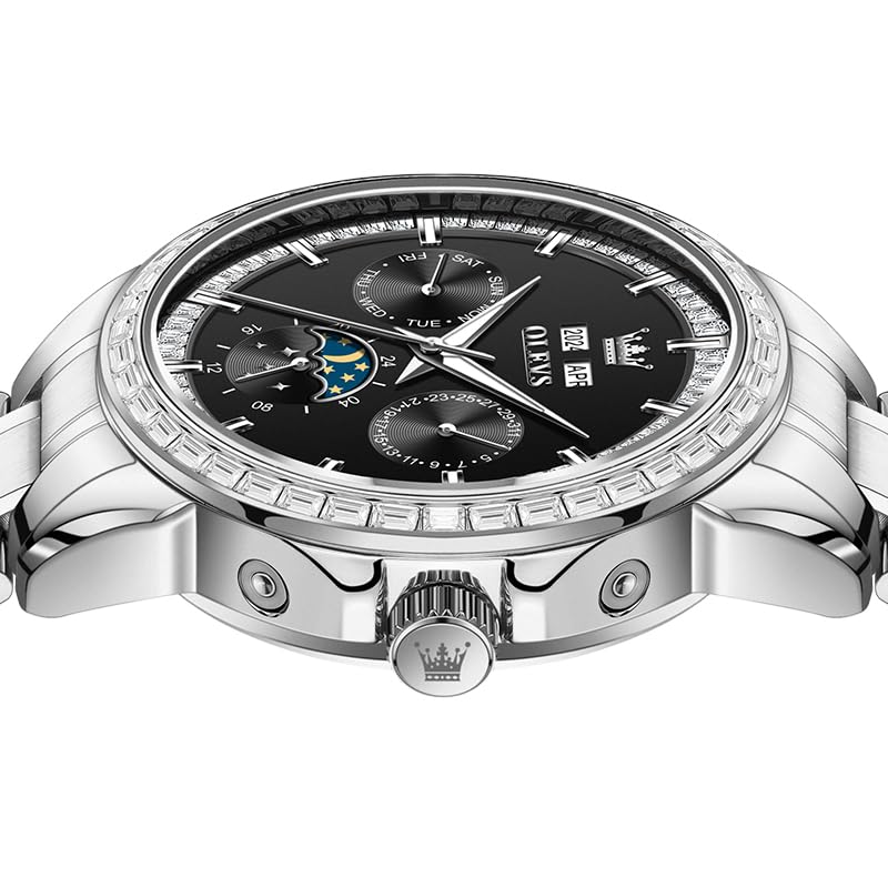 Image of OLEVS Automatic Watches for Men 43MM Skeleton Large Dial 3Hand Self Winding Watch Stainless Steel Dress Luxury Mechanical Waterproof Luminous Wirst Watch Gift