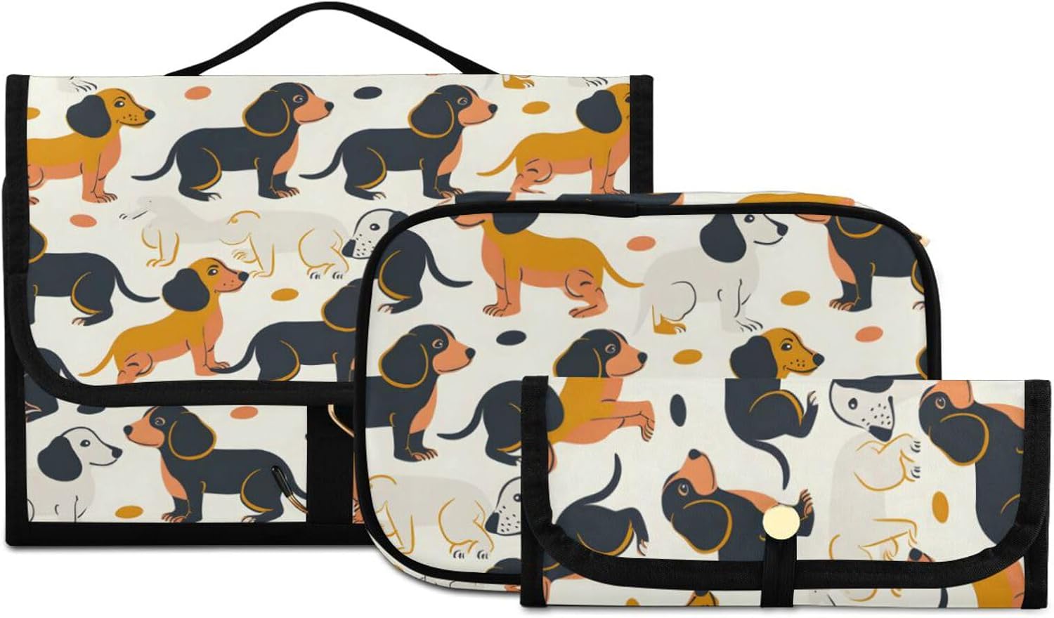 senya Toiletry Bag Hanging Travel Makeup Bag 3 PCS, Dachshunds Dots Dog Portable Makeup Cosmetic Organizer Clear