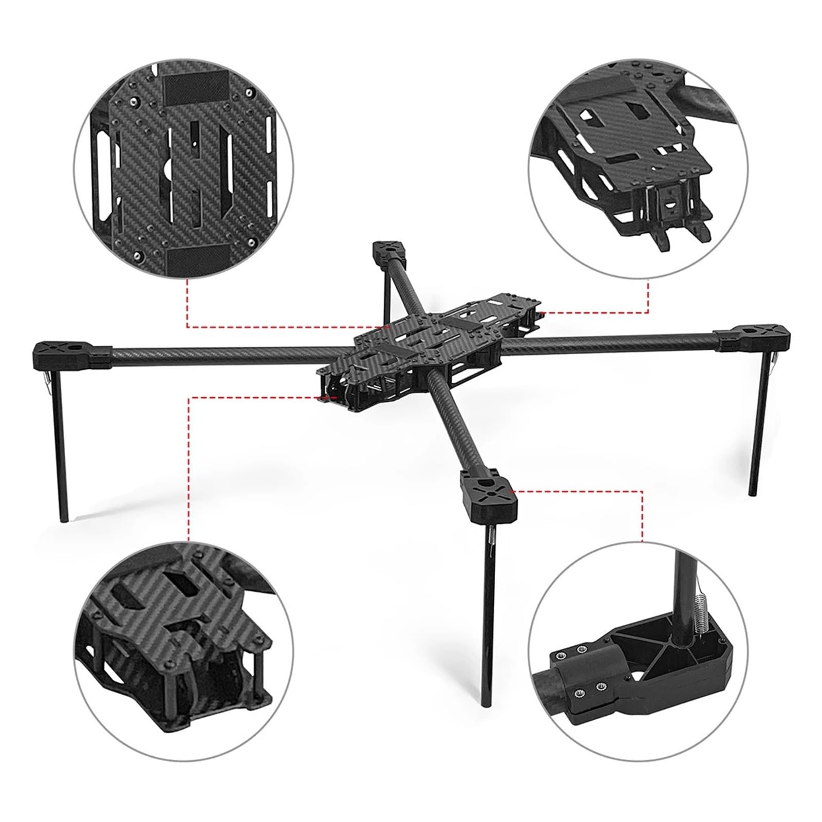 Marco for dron de fibra de carbono IDF de 17 pulgadas, 760 mm, 8S