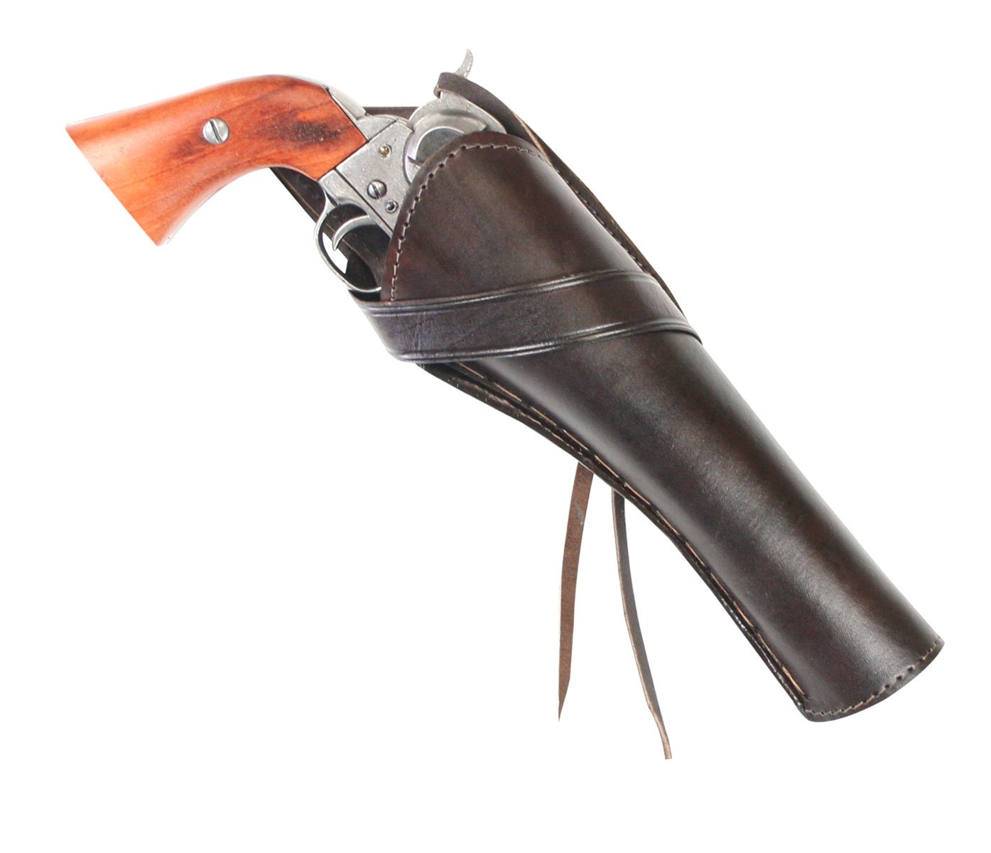 Historical Emporium Long Right Hand Western Cross Draw Holster Plain Leather, Wild West Single Action Revolver Gun Holster Brown