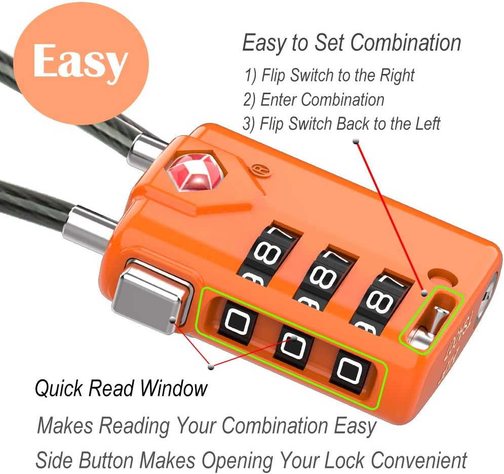 Limited Discount SURE LOCK TSA Compatible Travel Luggage Locks, Inspection Indicator, Easy Read Dials TSA Approved with Zinc Alloy Orange 4 Pack Best Cyber Deals 🔥 SURE LOCK TSA Compatible Travel Luggage Locks, Inspection Indicator, Easy Read Dials TSA Approved with Zinc Alloy Orange 4 Pack
