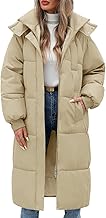 Women's Winter Long Padded Coat Quilted Jacket Puffer Coat Jacket Elegant Winter Down Parka Coat with Hood Zip and Pockets