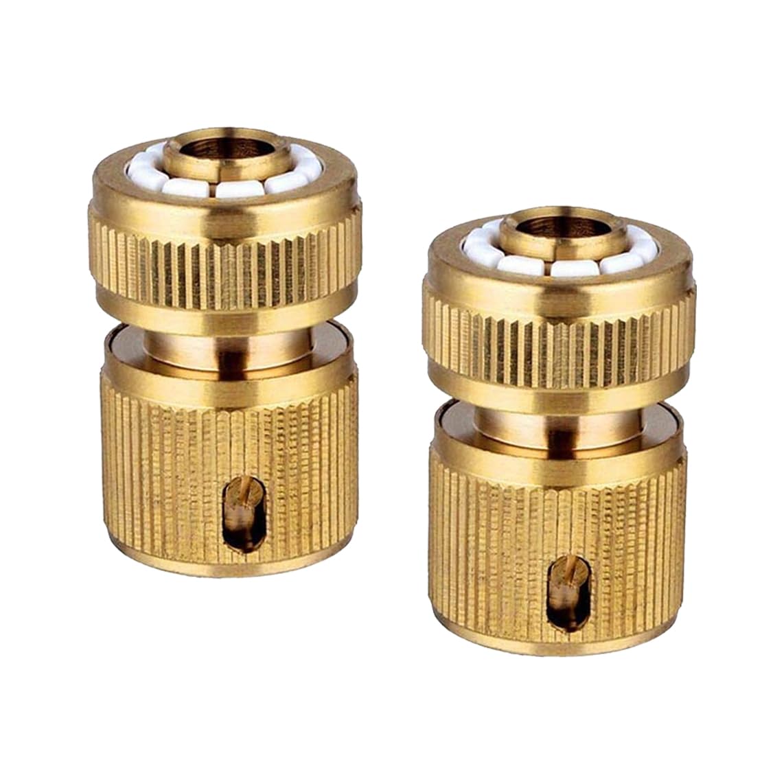Tesmotor Brass Hose Connector Hose End Quick Connector for 1/2-inch(13mm) Graden Hose Pipe-Garden Hose Expandable Stretch Fittings Tap Adaptors Connectors 2Pack