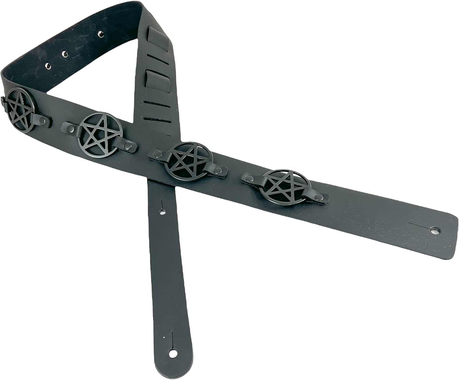 Funk Plus Pentagram Leather Guitar Strap Nail head Rivet Bass Acoustic Electric Guitar Goth Style