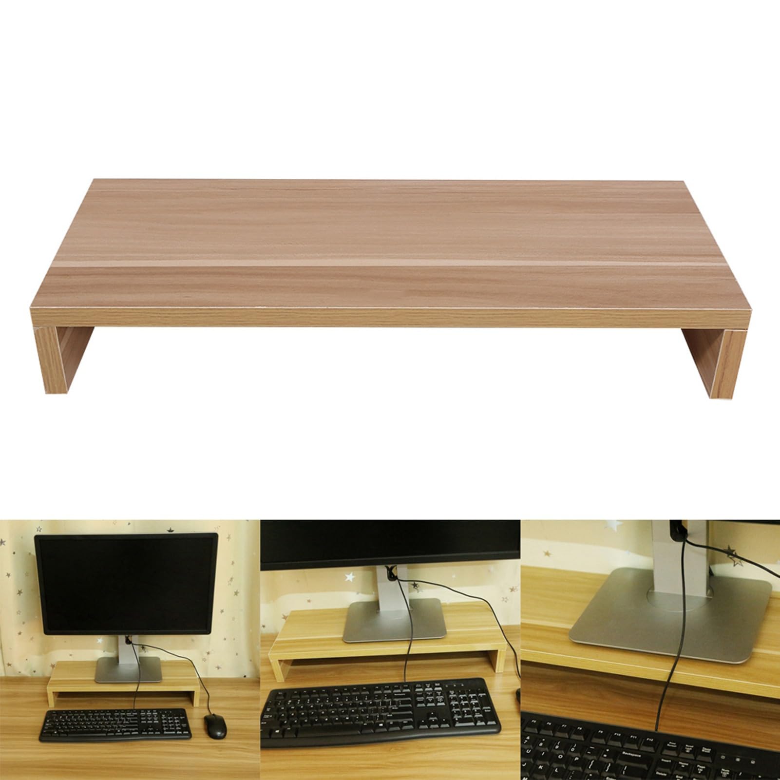 Organisateur PC élevé de Moniteur en Bois - Porte-moniteur en Bois Robuste Compact pour les écrans LCD de Bureau - Blanc, Noir, Noir et Couleurs en Bois (WHITE) (BLACK) (Couleur du bois)