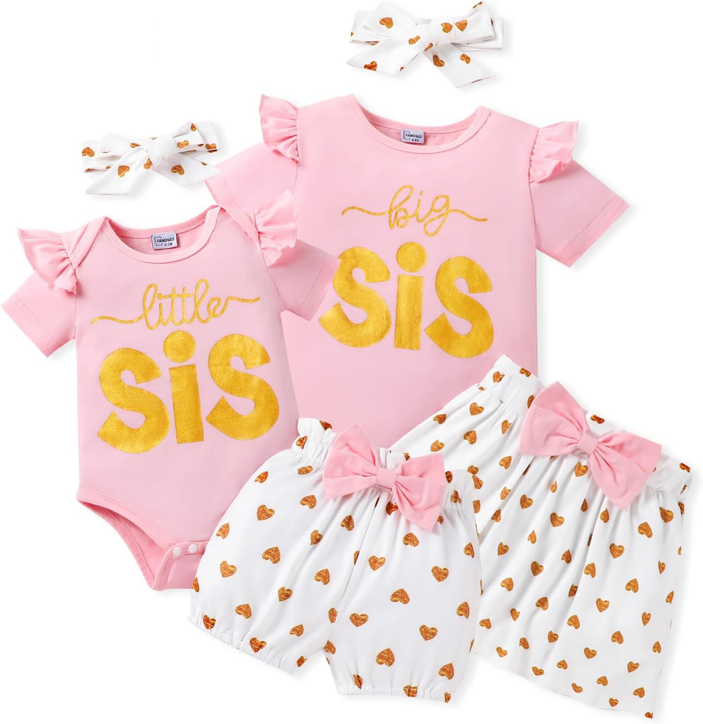 Big Sister Little Sister Matching Outfits for Girls Baby Toddler Girl Clothes Skirt Set 3Pcs