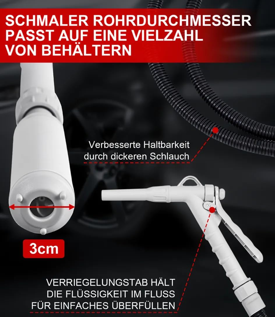Pompe à carburant électrique 3,2 GPM, 12 l/min, pompe à essence à batterie, pompe de transfert de liquide, pompe à essence avec tuyau de 136,5 cm, pompe à diesel télescopique avec contrôle du débit