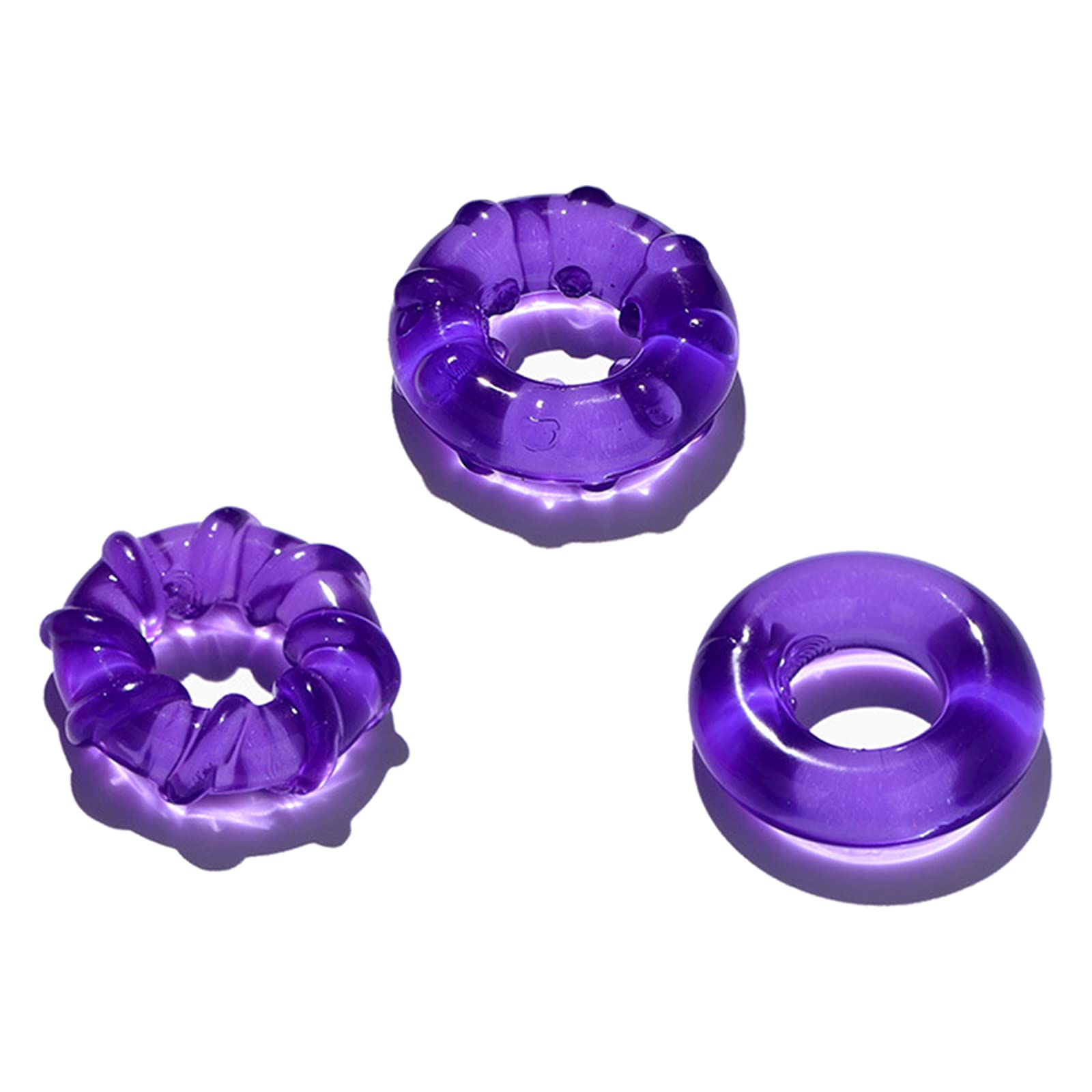 3er Penisringe Cockring Set, Silikon Super Stretch Penisring Hodenringe Verzögerung der Ejakulation und längere Erektion - Pleasure Ring Sexspielzeug für Männer(Lila)