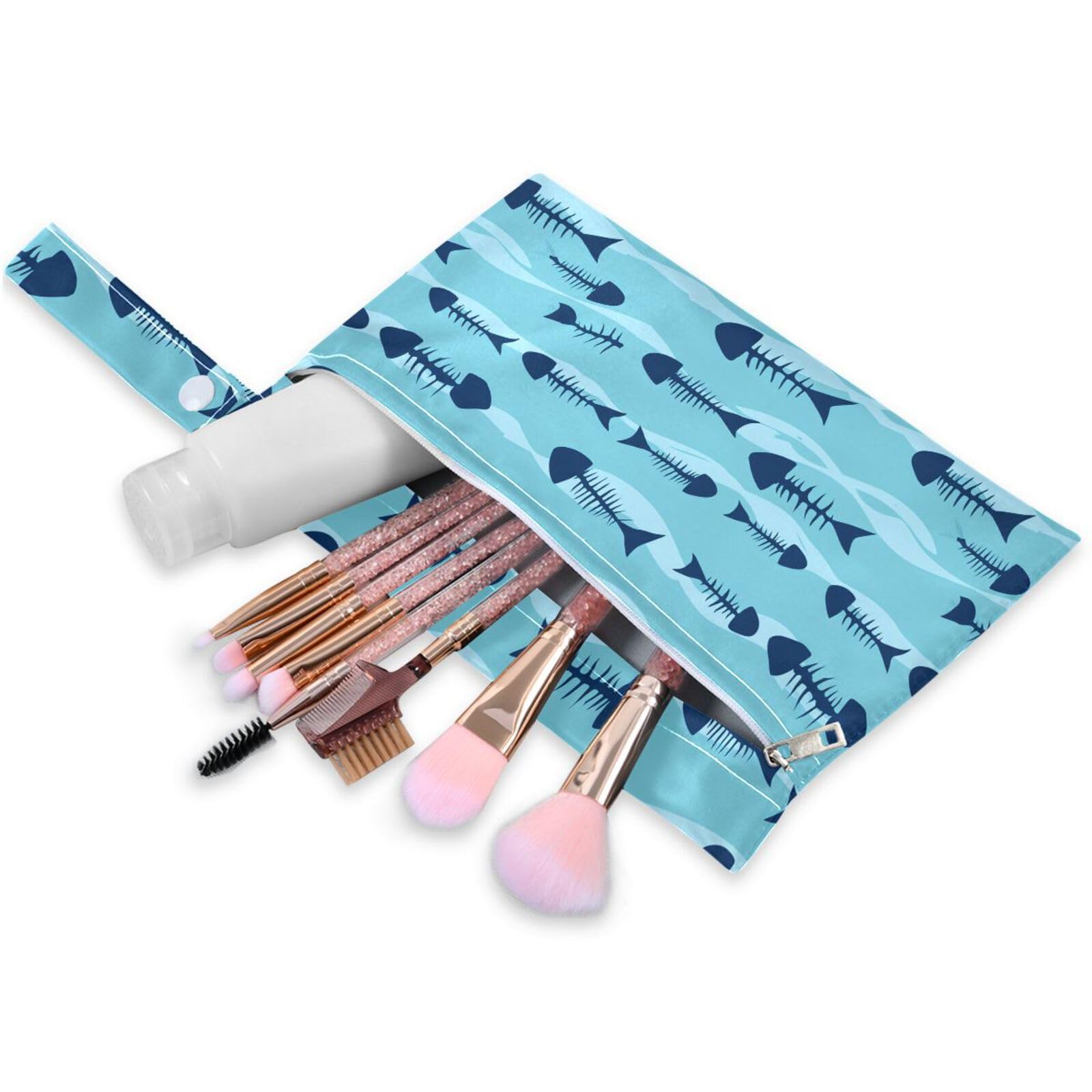 Coikll Wet Dry Bags for Cloth Diaper 2 Pack Waterproof Yoga Gym Bag for Swimsuit Wet Clothes Baby Items-?Fish Skeleton?