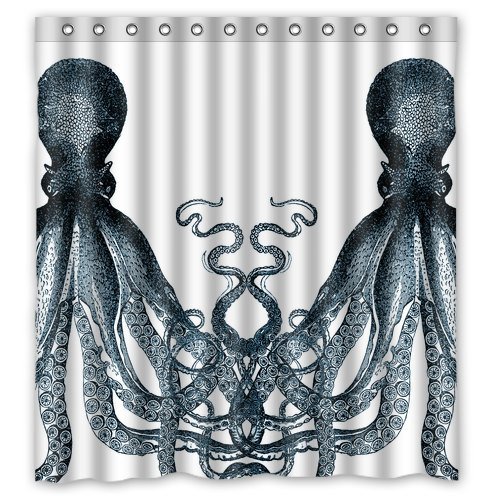Shower Curtain Twin Ink Blue Octopus Blue Octopus