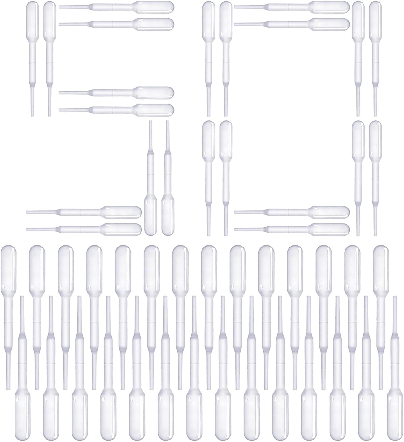 EKIND Plastic Squeeze Transfer Pipettes Suitable for Chocolate, Cupcakes, Strawberries, Ice Cream, Cakes, Children's Painting, Kitchen (0.2ml, Gradulated, Pack of 50)