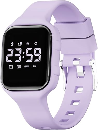 GOLDEN HOUR Relojes deportivos digitales para niños con rastreador de fitness, reloj despertador, cronómetro, sin aplicación, regalos de cumpleaños