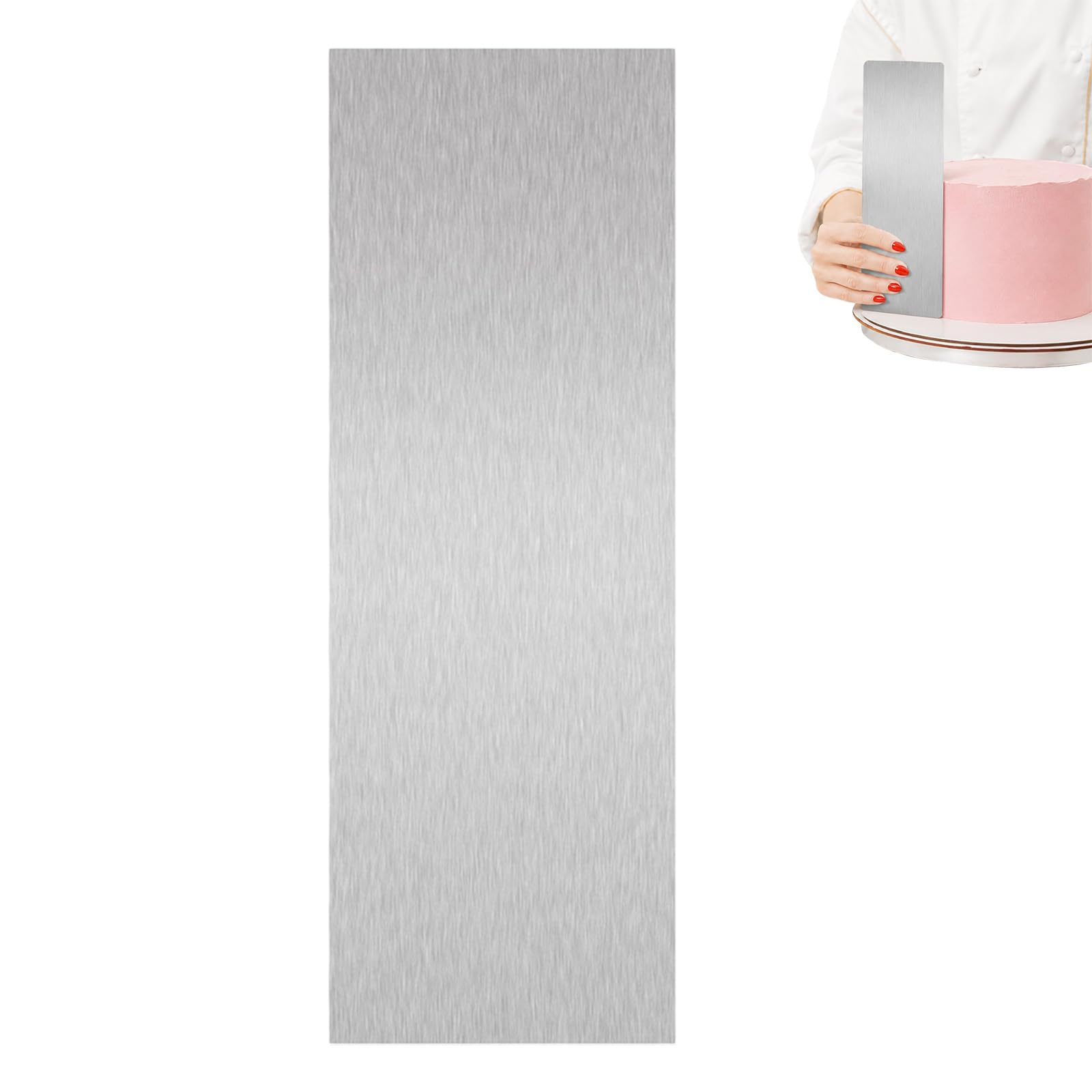 Mistillion 8.6 Inch Stainless Steel Cake Scraper, Professional Metal Icing Smoother & Edge Scraper for Buttercream, Fondant, Cake Decorating & Home Baking