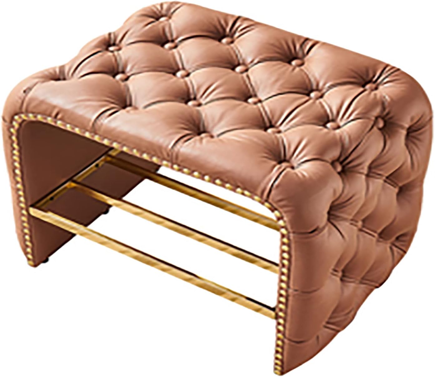 Luxurious Buttons Entryway,Leather Shoe Storage Upholstered Shoe,Modern Shoe Rack Beautiful Shoe Organizer Fur Decor-Blue