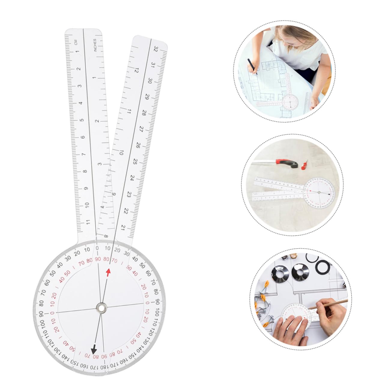 Lot de 4 Goniomètres de Mesure en Plastique, Règle Claire, Portable Bavure, Outil de Mesure D’angle pour Garçon et Filles