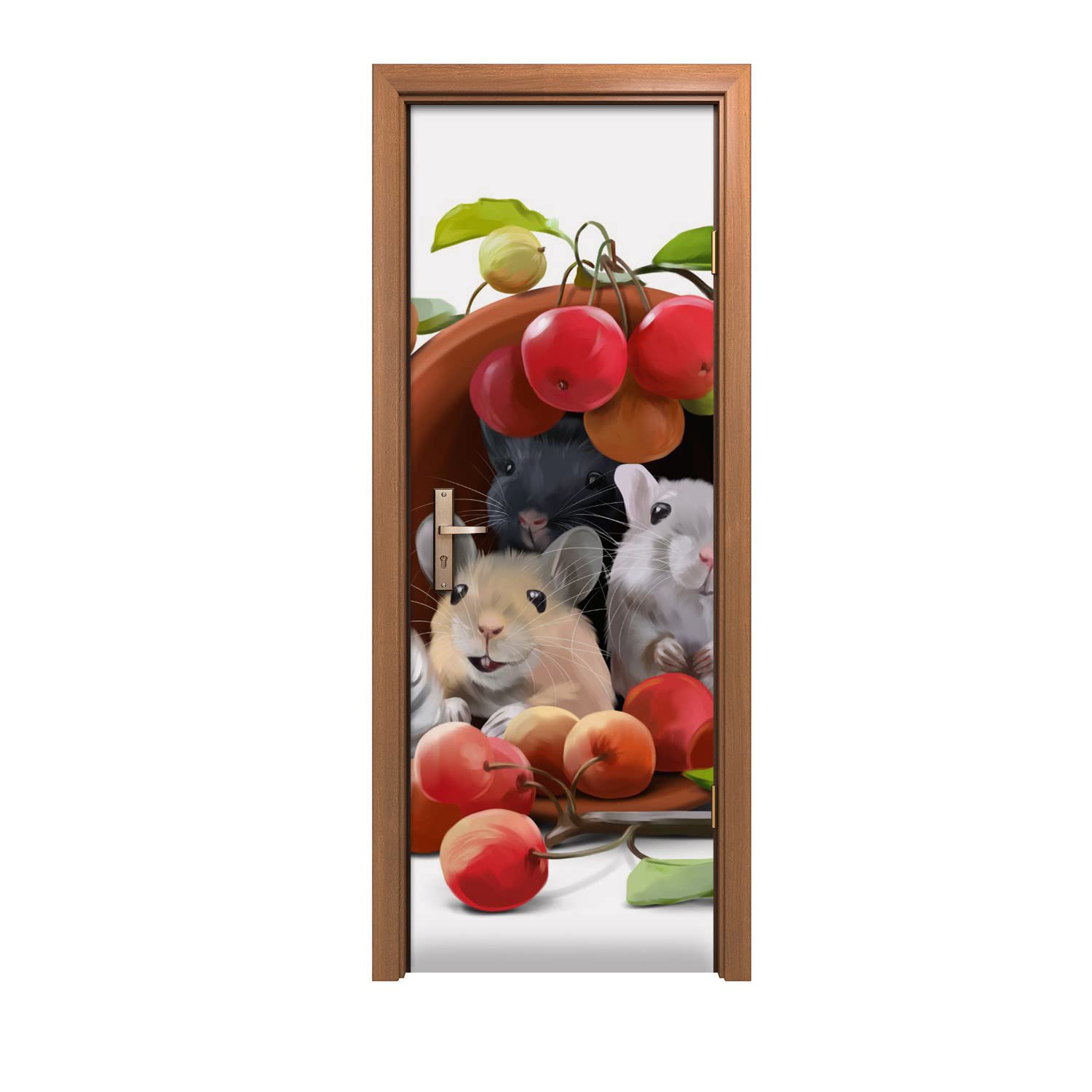 Autocollant de porte 70x200cm chat et rat design Coloray pour votre décoration intérieure