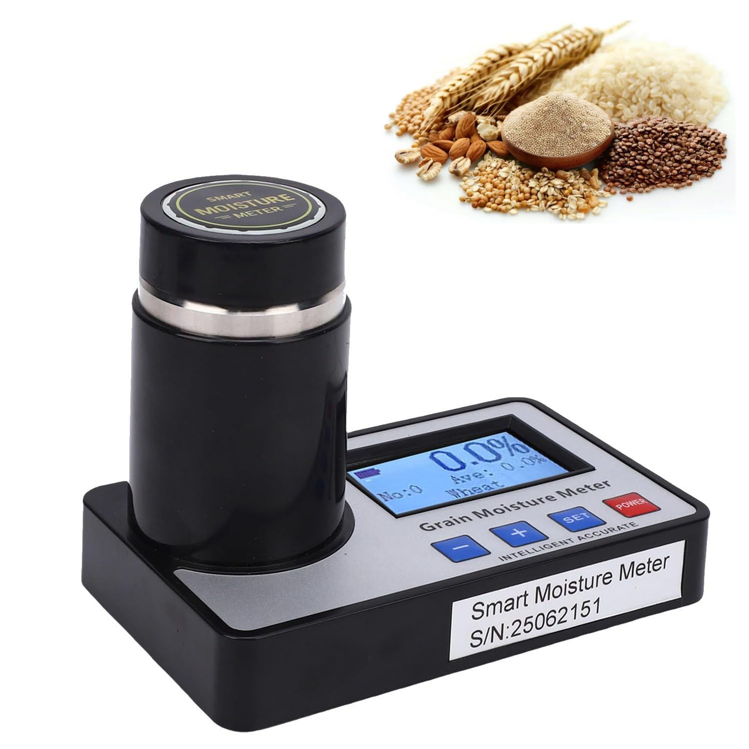 UORDBY Digital Cereal Humidity Measure Meter, Grain Moisture Meter for 19 Grains Including Wheat, Corn, Coffe with Temperature Compensation, 8~20% Measuring Range
