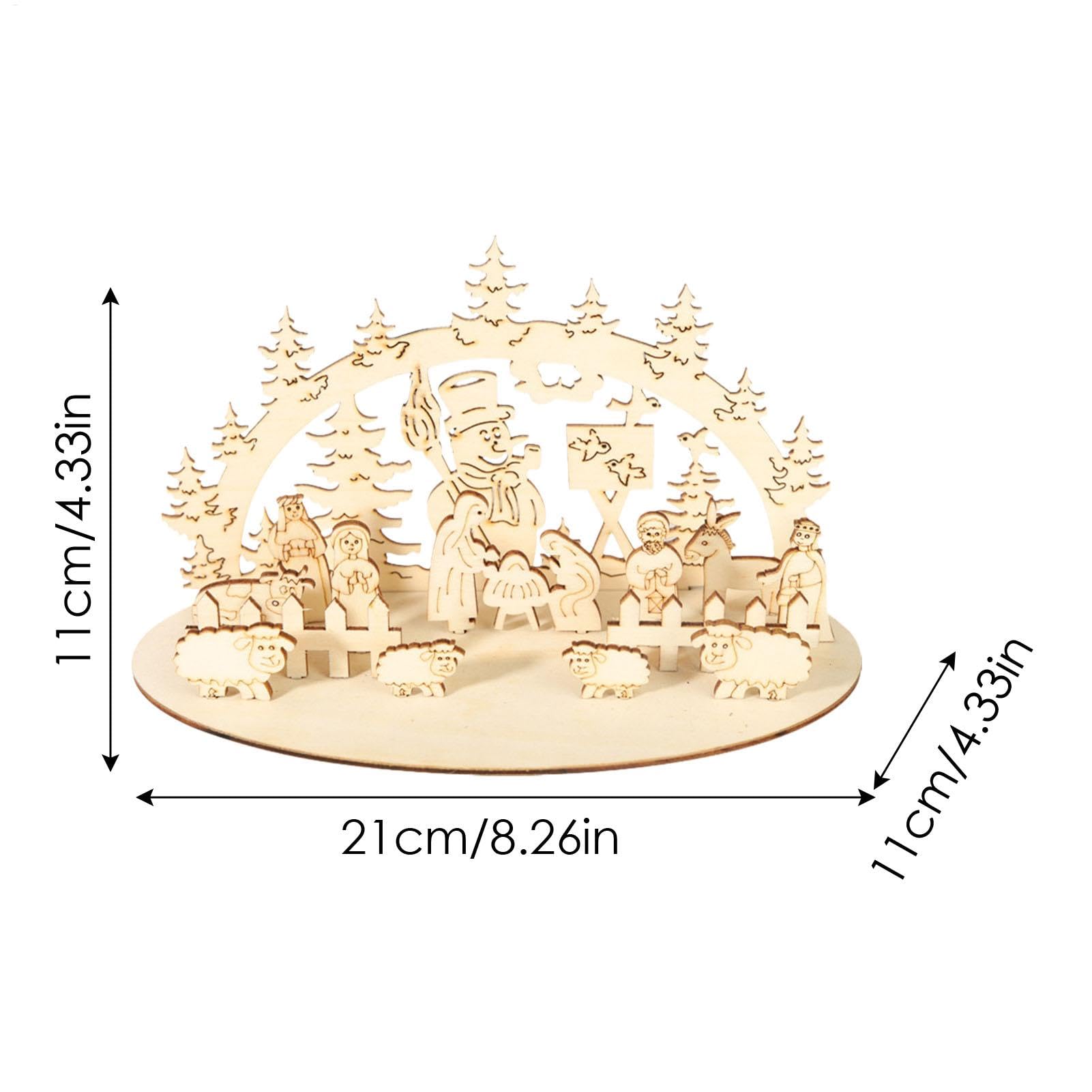 Crèche De Noël Lumineuse avec Santons Bois Ensemble De Bricolage pour Décorations De Scène Centre De Table De Crèche en Bois pour Bureau, Cuisine, Décor De Salle À Manger