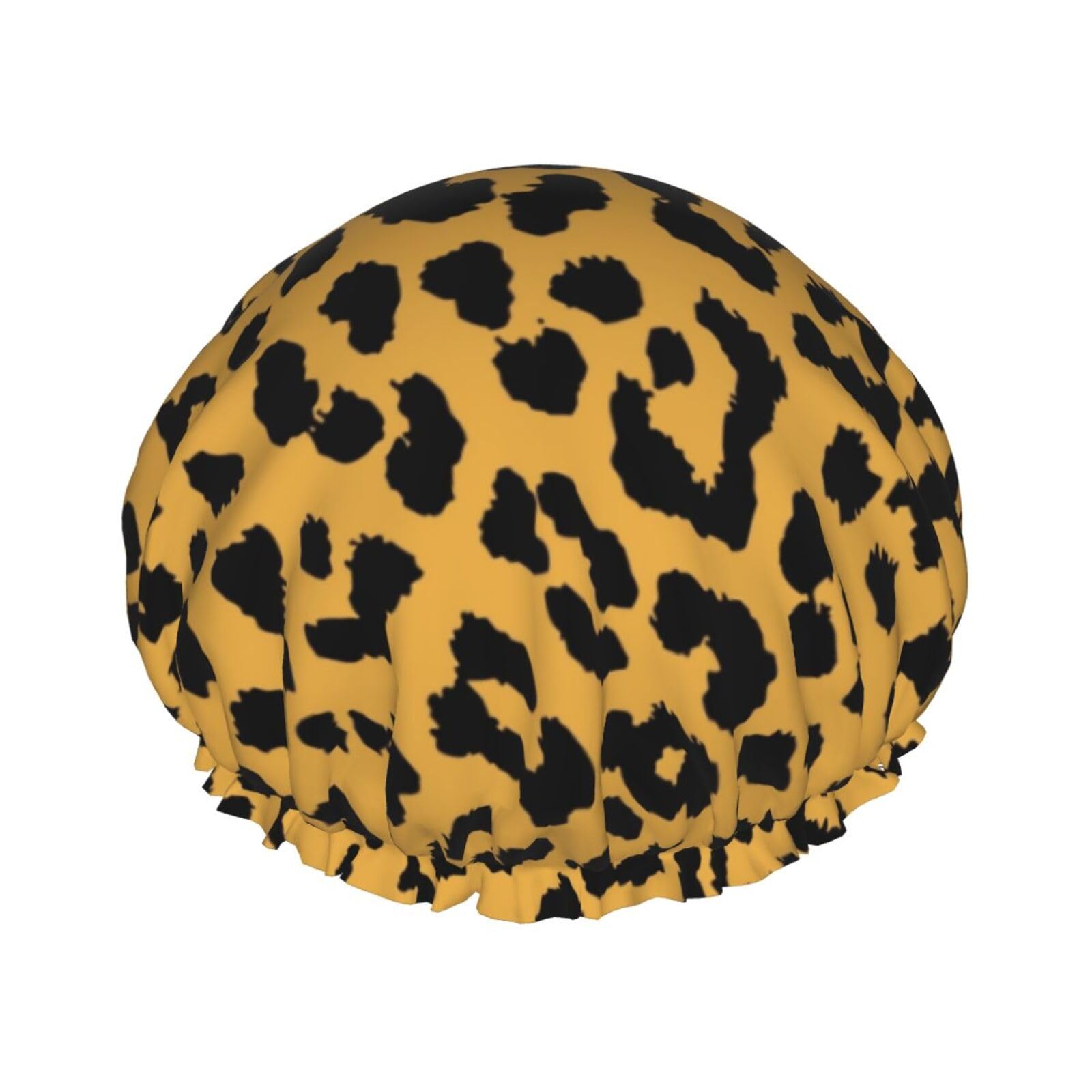 Bonnet de bain-douche jaune imprimé animal pour protéger ses cheveux longs sous la douche
