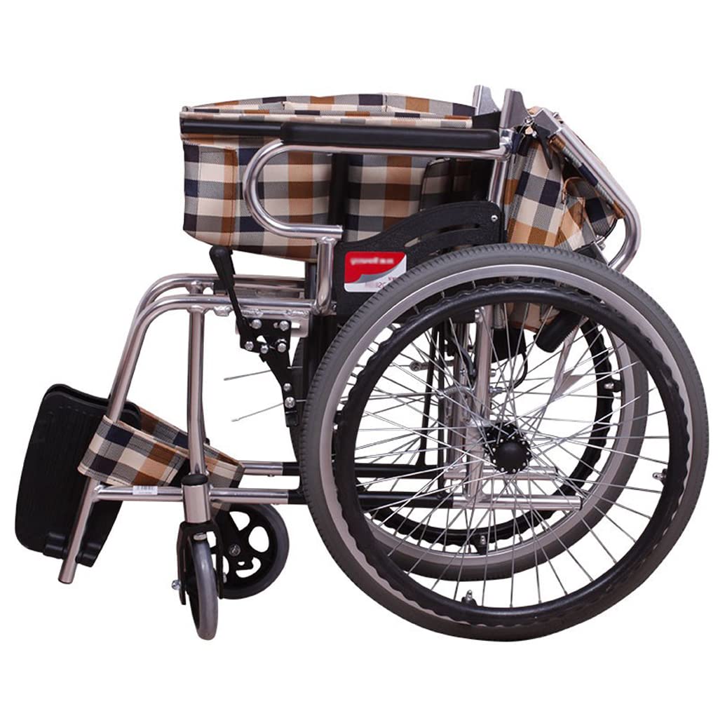 Silla de Ruedas Ligera Plegable Autopropulsada, Silla de Ruedas de Aleación de Aluminio Multifunción Cómoda Transpirable Scooters de Movilidad Seguridad/a