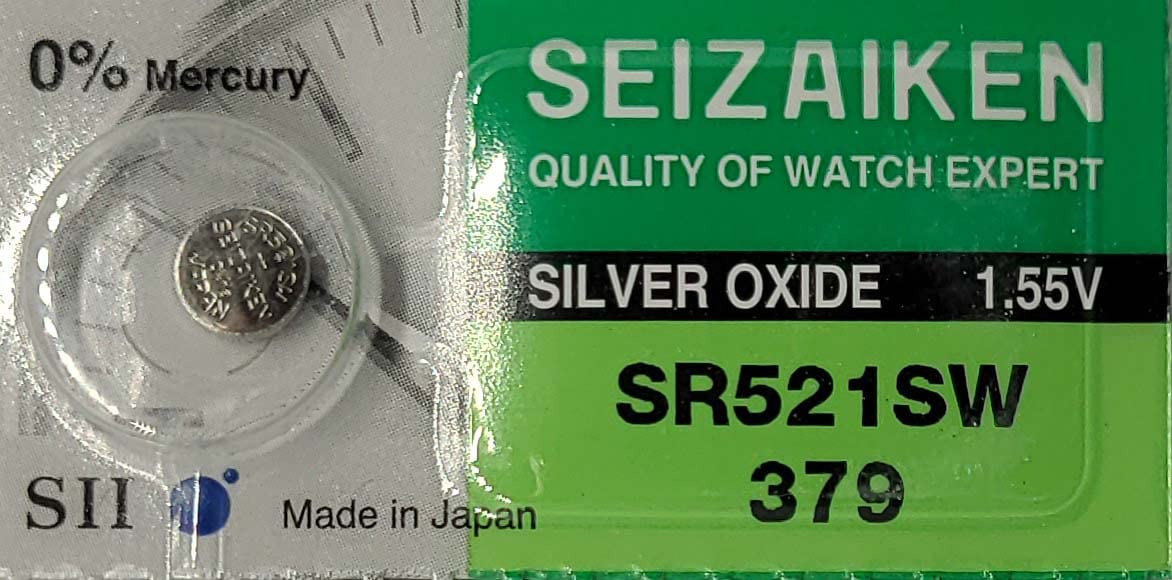 Seizaiken Wrist Watch Silver Oxide Batteries SR521SW 379 1.55V