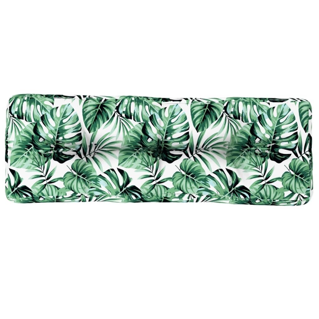 Palettenkissen Outdoor mit Blattmuster 120x40x12 cm, Polyester Sitzkissen wasserfest für Gartenmöbel, Hohlfaserfüllung für weichen Sitzkomfort, vielseitig als Dekokissen für Sofa