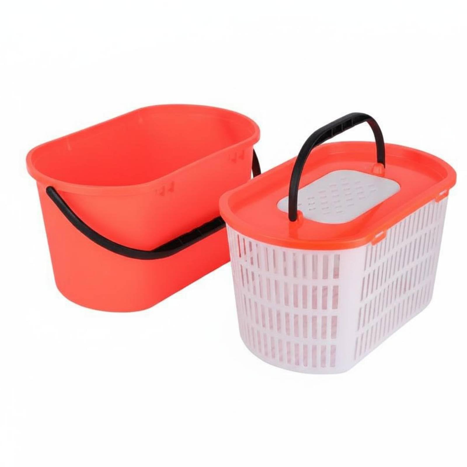 HGZLQKD Outdoor Fishing Container Including Aerated Bucket Two-Compartment Pail Solid Handle Practical Design Suitable for Anglers Outings, Red, 22L