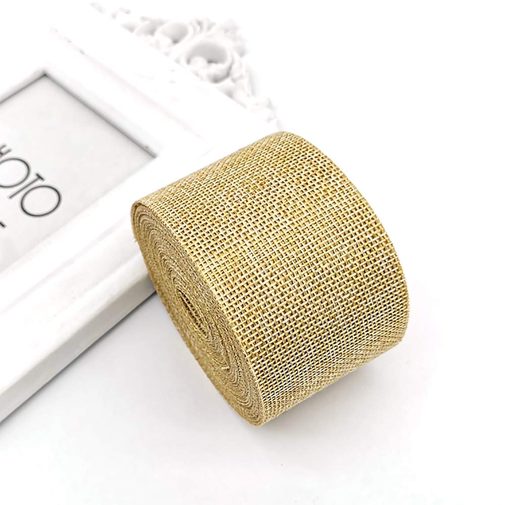 tooloflife Hessian Craft Ribbon, 2pcs DIY Crafts Natural Ribbon Jute Burlap Ribbon Roll Gift Wrapping Ribbon for Gift Wrapping Party Decorations,10m*5cm