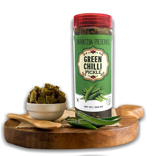 Green Chilli Pickles, 300 gm, Handcrafted with Zero Preservatives, No Artificial Colors and Flavors