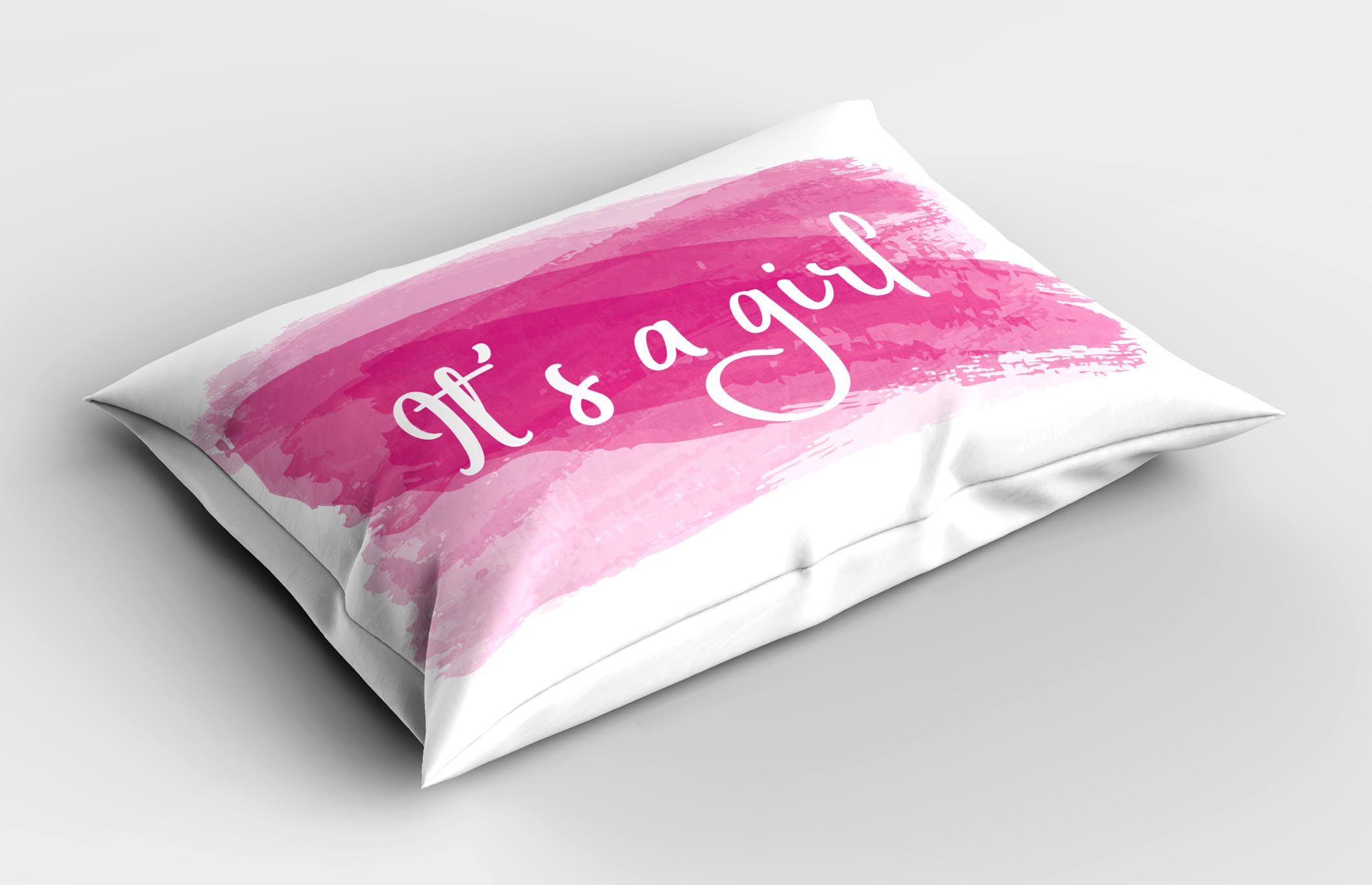 Ambesonne Pink Pillow Sham Set of 2, Grunge Design Hues Illustration with a Writing Print on Plain Background Modern, Quality Microfiber Bedding Item for All Seasons, 26