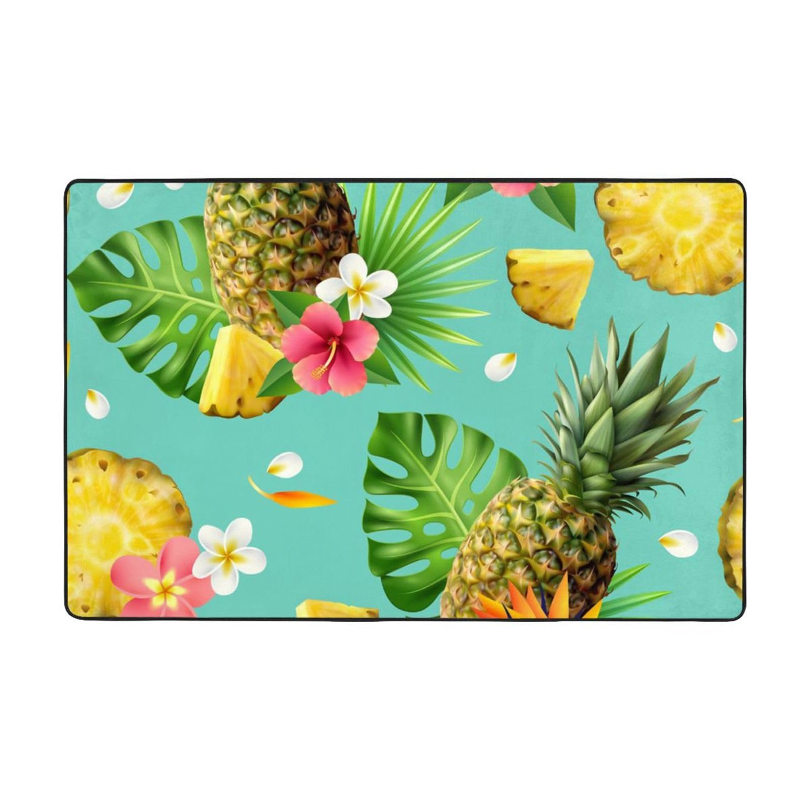 Tapis tropical antidérapant en flanelle douce pour chambre et salon