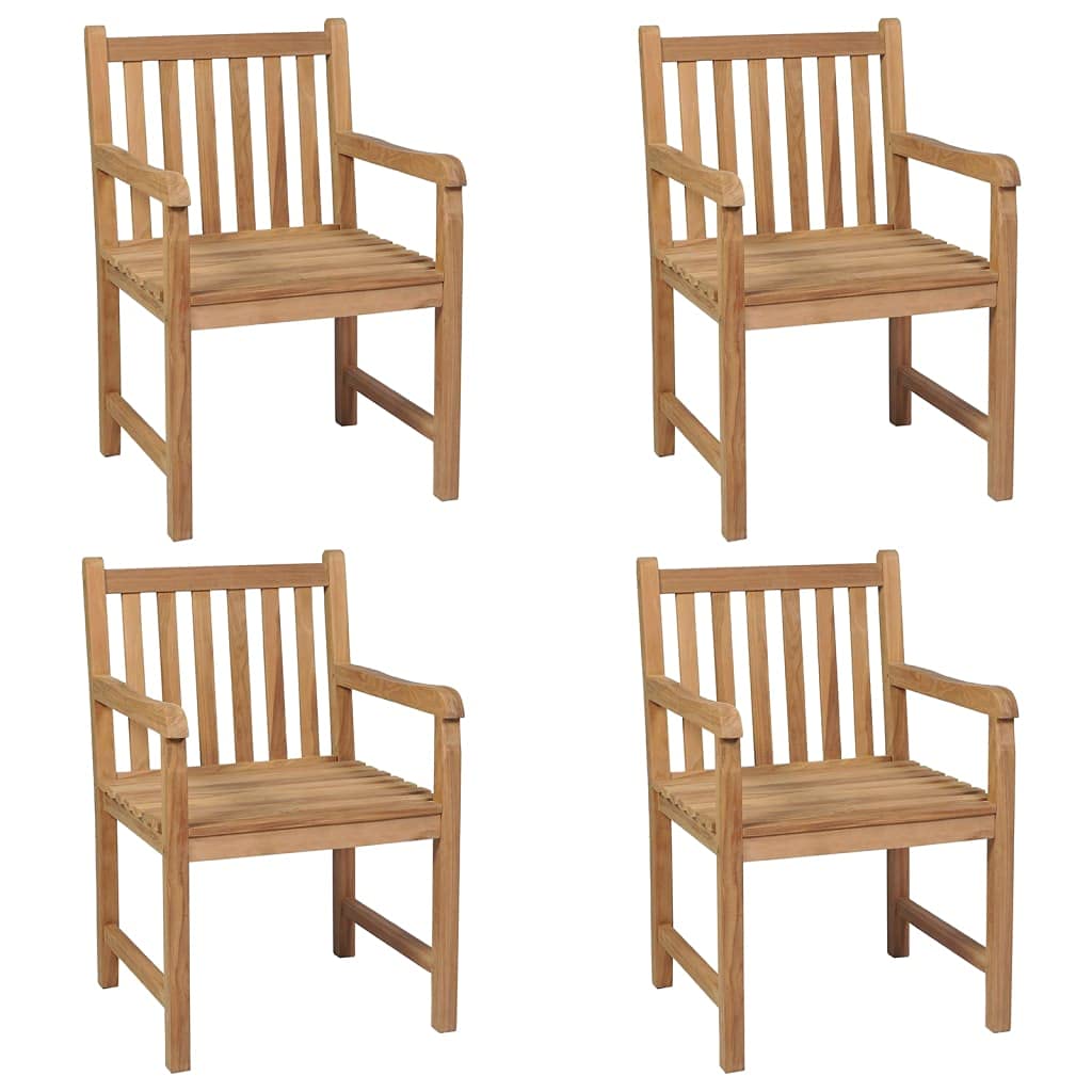 Set di 4 mobili da giardino in teak con cuscini azzurri, sedie in legno rustico per terrazza e giardino, in legno di teak massiccio, portata fino a 110 kg per seduta