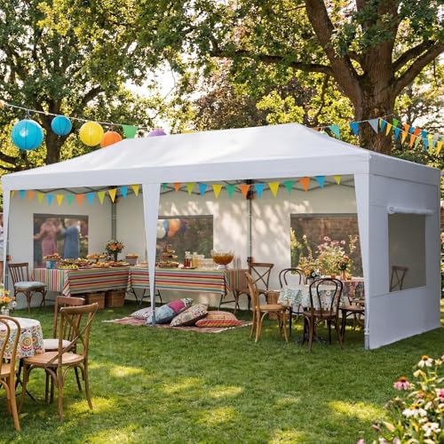 Quictent 10x20 Pop up Canopy with Sidewalls Easy up Canopy Tent Instant Shelter with Windows for...