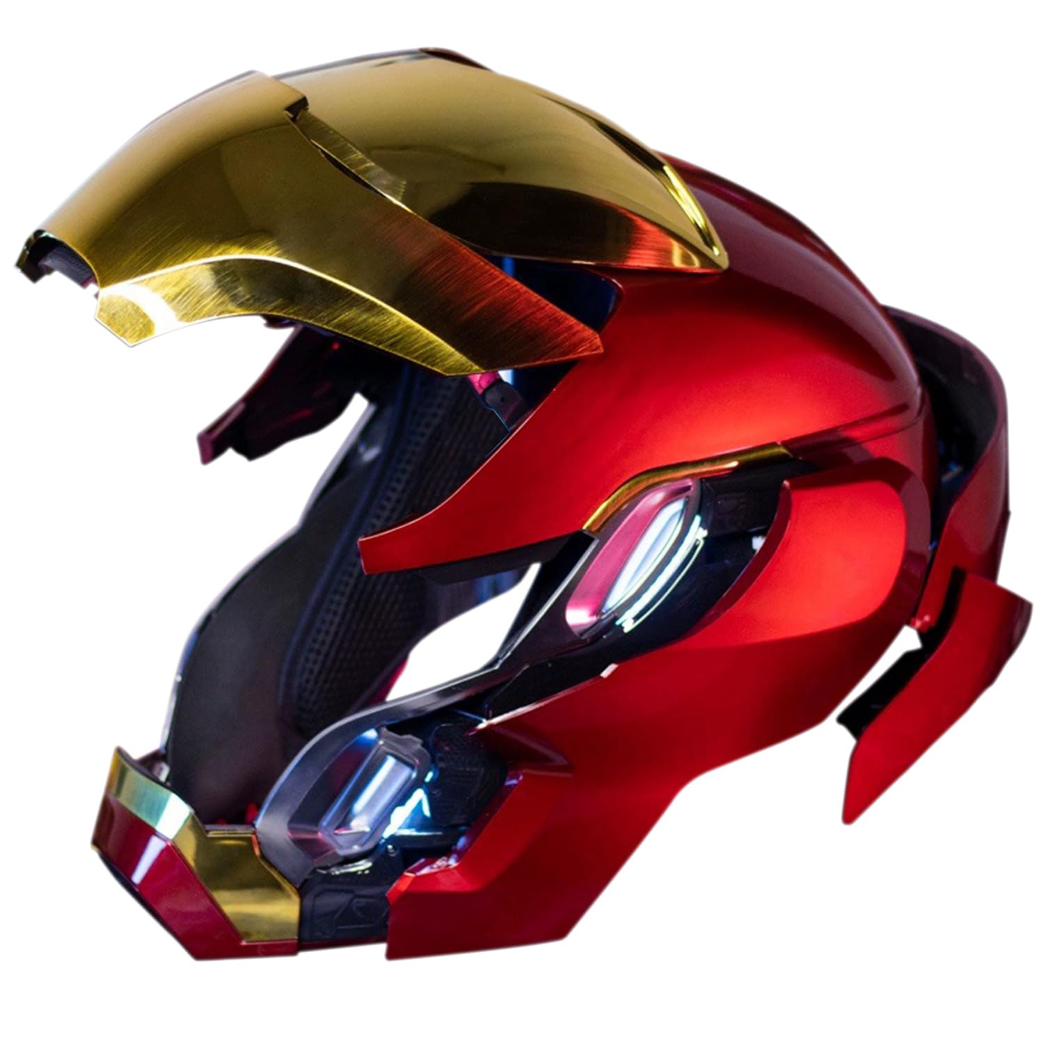 CRFANSHIRTIron MK50 Helmet Voice Control Wearable Cosplay Electronic Open/Close LED Eyes Mask Model Prop Gold