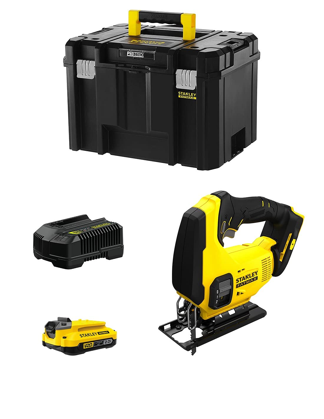 Sierra de Calar STANLEY FatMax SFMCS600D1T (1 Batería de 2,0 Ah + Cargador + TSTAK VI)