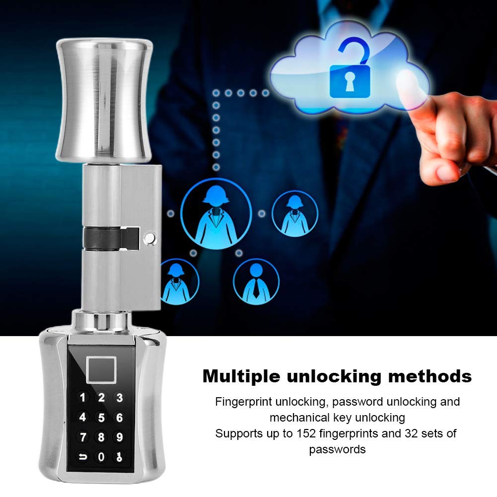 Sonew 3 en 1 Serrure Connectée, Serrure de Porte Biométrique Intelligente À Empreinte Digitale, Empreinte Digitale + Clé + Mot De Passe pour La Maison, Les Appartements(70 MM)