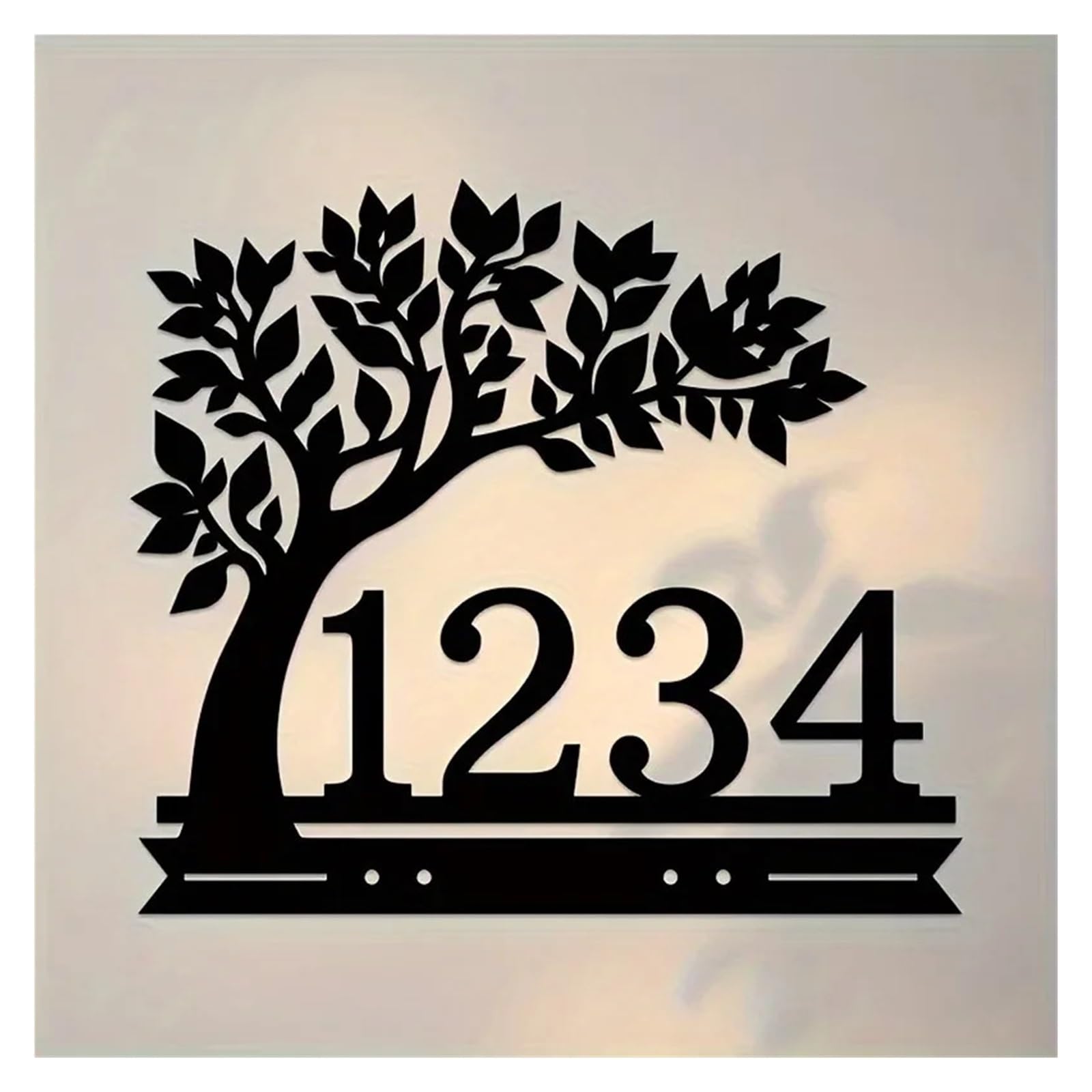 1 Targa In Metallo Con Albero Della Vita, for Indirizzo Esterno, Numero Civico E Decorazione Da Parete(30x26.5cm)