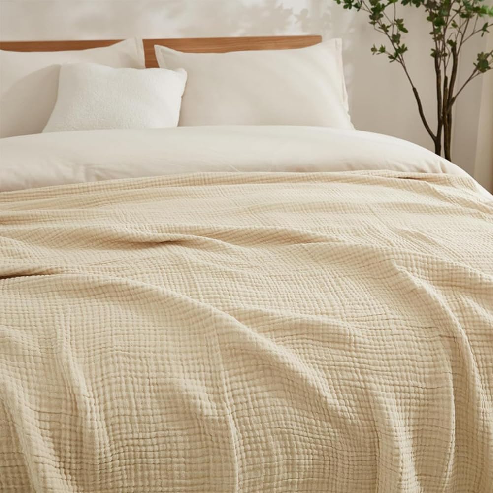 Musselin Decke 6 Lagig Sommer Erwachsene Leicht Atmungsaktiv Lila 150×200 cm