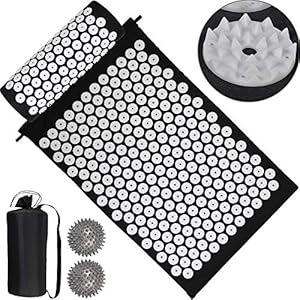 VINTEAM Acupressure Mats with Pillow Massage Mat for Back Neck Relief Massage, Pranamat Yaga Mat with Carry Bag