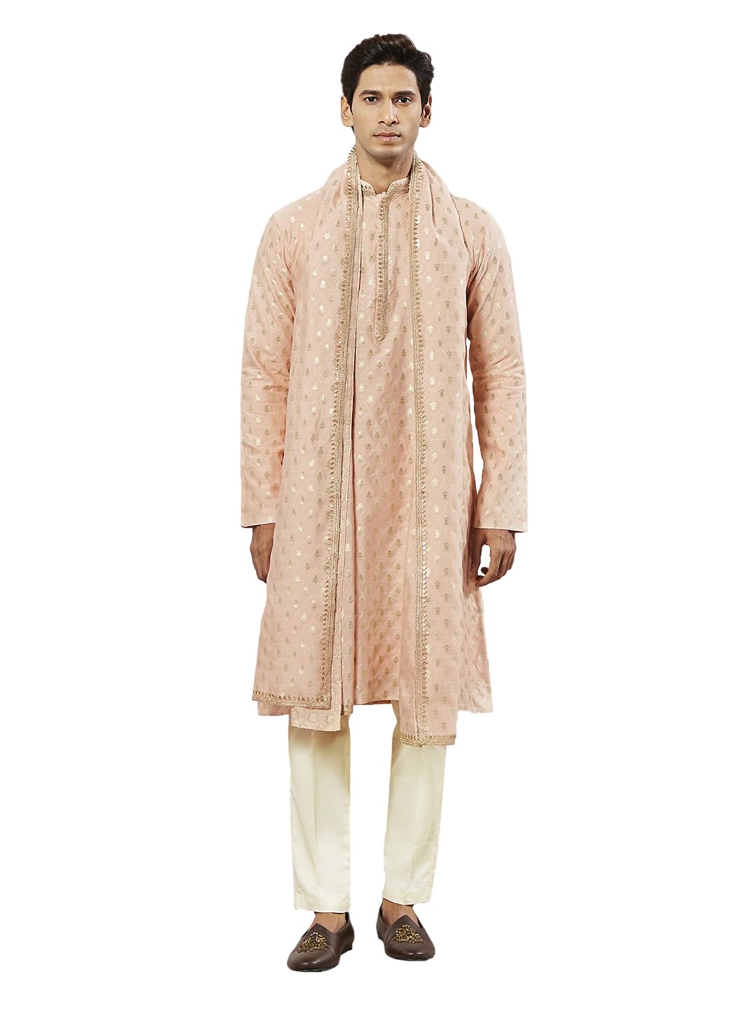 vastramay Men's Silk Blend Kurta Pyjama Set, Silk Blend Kurta,Pant Style Pyjama And Dupatta Set For Men, Traditional Indian Festive & Ethnic Wear-picture-32